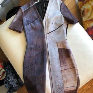 Yigal Azrouel brown palette v-neck sheath dress